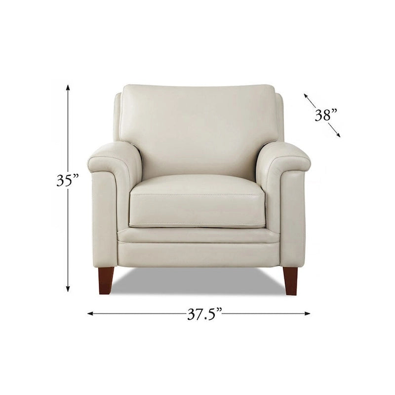 Hydeline Westcott Top Grain Leather Sofa Loveseat and Chair Set with Memory Foam and Springs