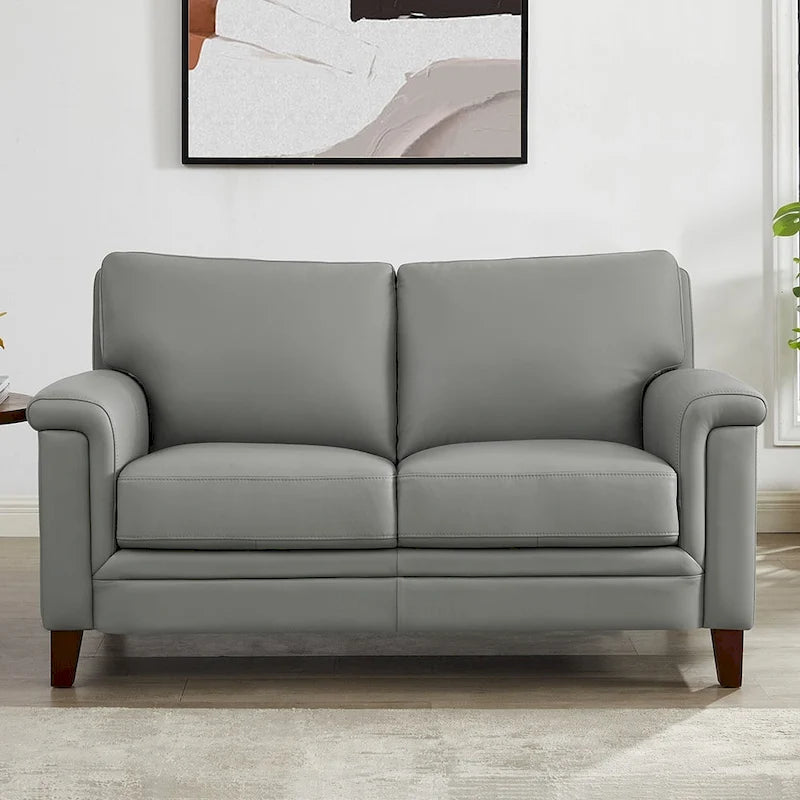 Hydeline Westcott Top Grain Leather Sofa Loveseat and Chair Set with Memory Foam and Springs