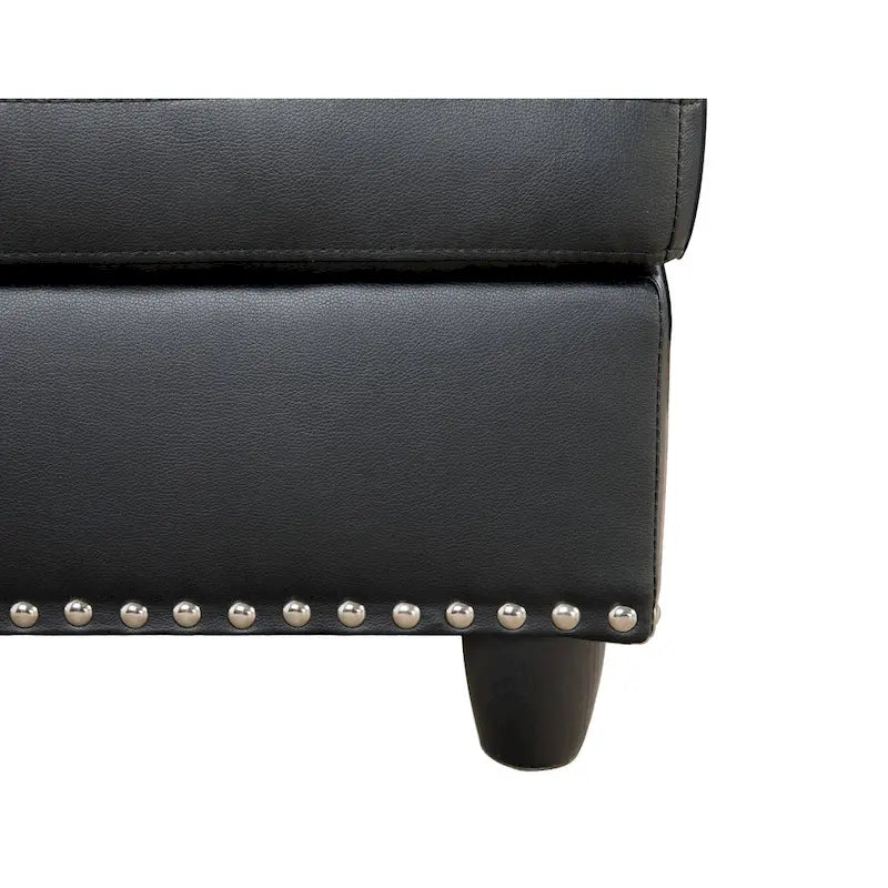 Irine Faux Leather Sectional Sofa with Ottoman - 98W x 71D x 33H