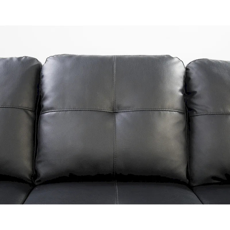 Irine Faux Leather Sectional Sofa with Ottoman - 98W x 71D x 33H