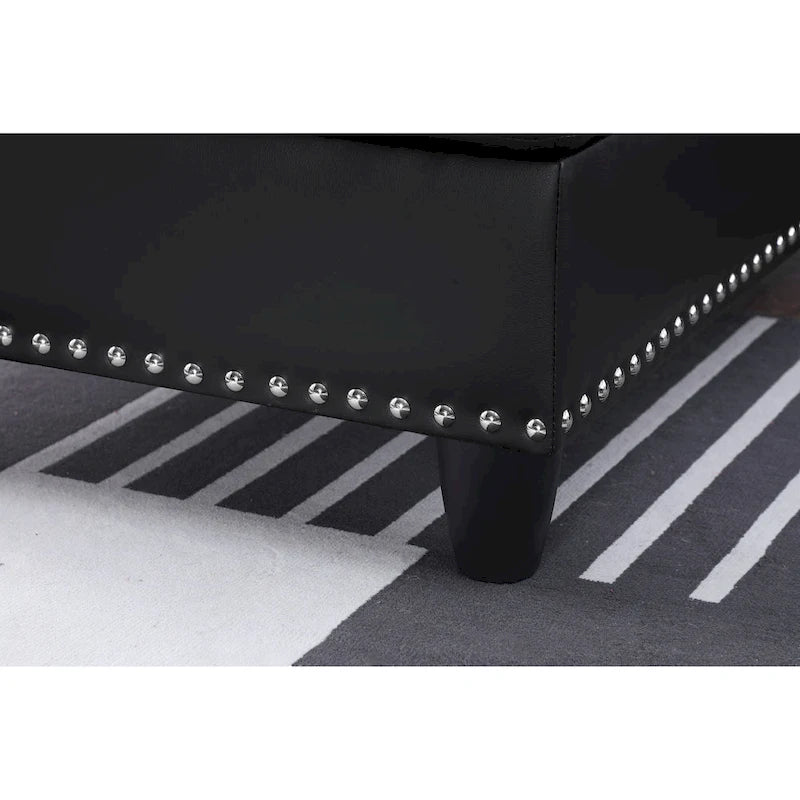 Irine Faux Leather Sectional Sofa with Ottoman - 98W x 71D x 33H