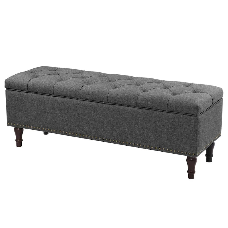 COZYMAN Tufted Storage Bench, Upholstered Ottoman with Storage - 50.8 W X 17.1 D X 18.3 H