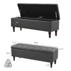 COZYMAN Tufted Storage Bench, Upholstered Ottoman with Storage - 50.8 W X 17.1 D X 18.3 H
