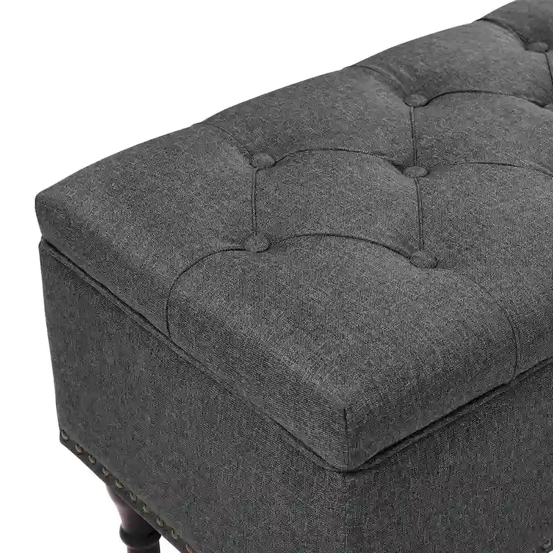 COZYMAN Tufted Storage Bench, Upholstered Ottoman with Storage - 50.8 W X 17.1 D X 18.3 H