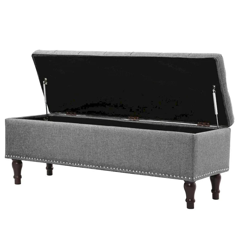 COZYMAN Tufted Storage Bench, Upholstered Ottoman with Storage - 50.8 W X 17.1 D X 18.3 H