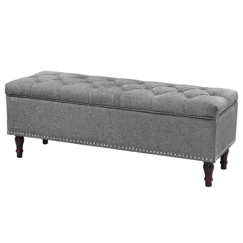 COZYMAN Tufted Storage Bench, Upholstered Ottoman with Storage - 50.8 W X 17.1 D X 18.3 H