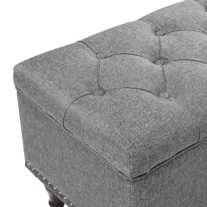 COZYMAN Tufted Storage Bench, Upholstered Ottoman with Storage - 50.8 W X 17.1 D X 18.3 H