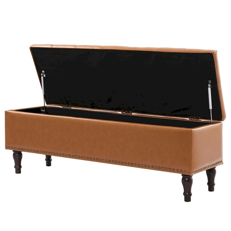 COZYMAN Tufted Storage Bench, Upholstered Ottoman with Storage - 50.8 W X 17.1 D X 18.3 H