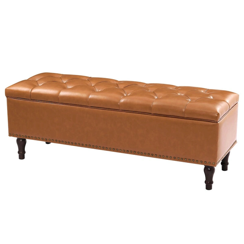 COZYMAN Tufted Storage Bench, Upholstered Ottoman with Storage - 50.8 W X 17.1 D X 18.3 H