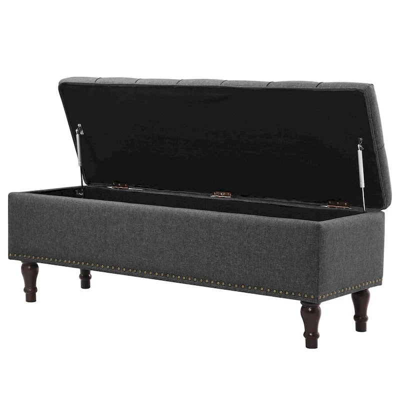 COZYMAN Tufted Storage Bench, Upholstered Ottoman with Storage - 50.8 W X 17.1 D X 18.3 H