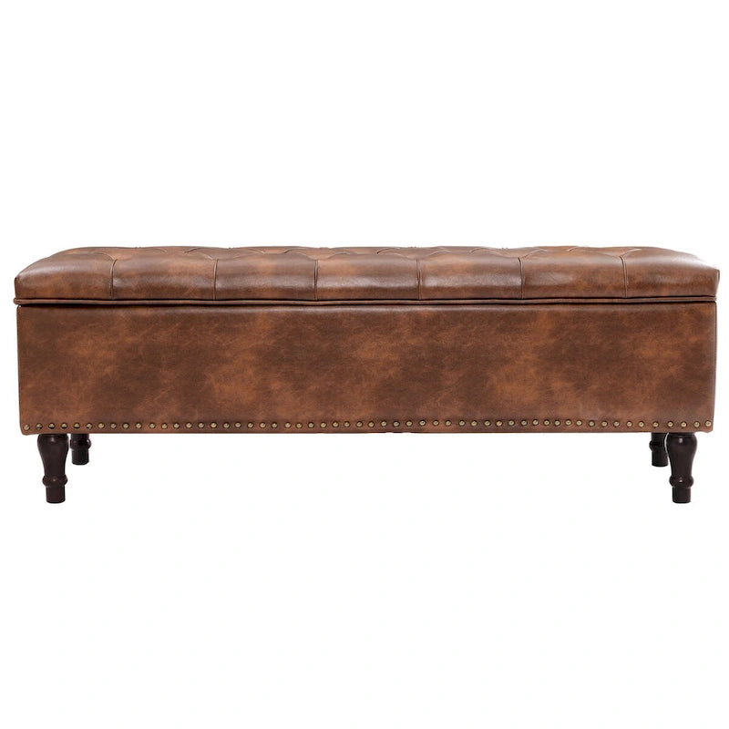 COZYMAN Tufted Storage Bench, Upholstered Ottoman with Storage - 50.8 W X 17.1 D X 18.3 H