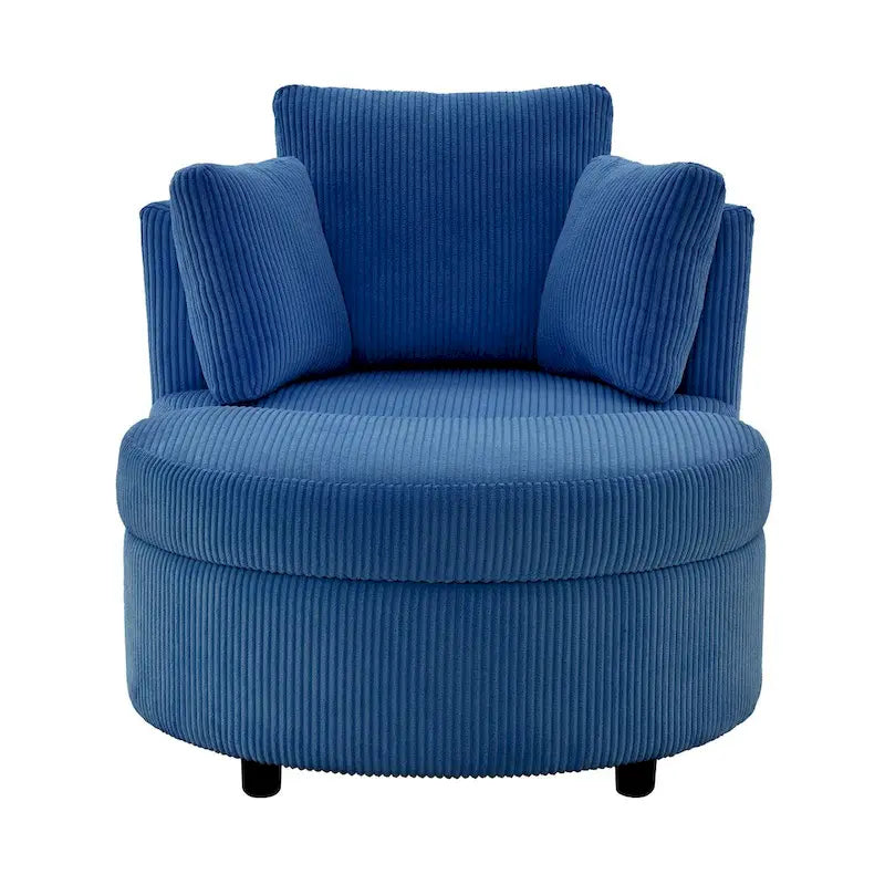 Corduroy Accent Chair, Barrel Chair with Ottoman and Back Cushions for Living Room