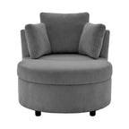 Corduroy Accent Chair, Barrel Chair with Ottoman and Back Cushions for Living Room