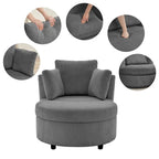 Corduroy Accent Chair, Barrel Chair with Ottoman and Back Cushions for Living Room