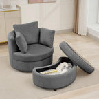Corduroy Accent Chair, Barrel Chair with Ottoman and Back Cushions for Living Room