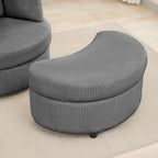 Corduroy Accent Chair, Barrel Chair with Ottoman and Back Cushions for Living Room