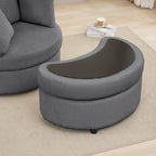 Corduroy Accent Chair, Barrel Chair with Ottoman and Back Cushions for Living Room