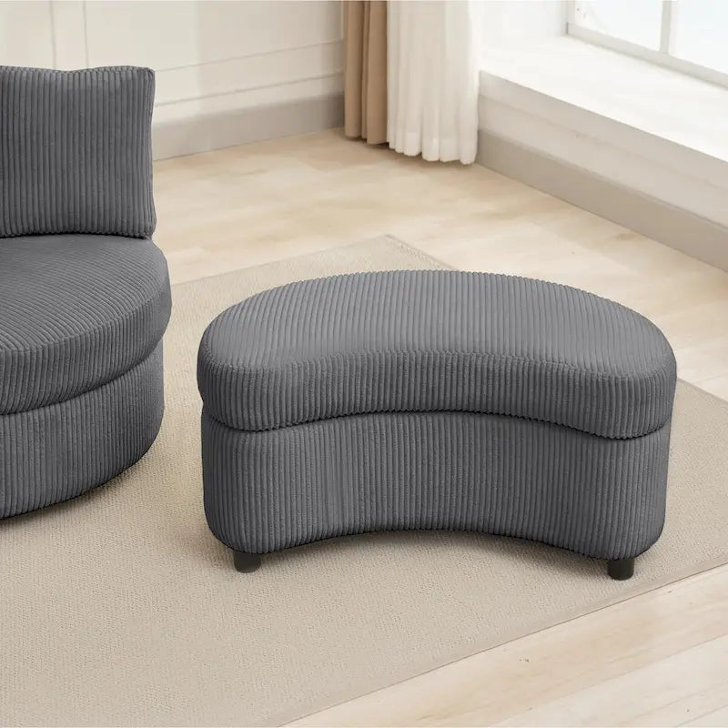 Corduroy Accent Chair, Barrel Chair with Ottoman and Back Cushions for Living Room