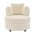 Corduroy Accent Chair, Barrel Chair with Ottoman and Back Cushions for Living Room