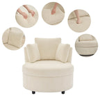 Corduroy Accent Chair, Barrel Chair with Ottoman and Back Cushions for Living Room