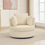 Corduroy Accent Chair, Barrel Chair with Ottoman and Back Cushions for Living Room