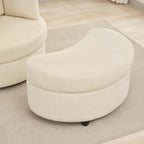 Corduroy Accent Chair, Barrel Chair with Ottoman and Back Cushions for Living Room