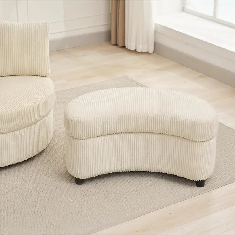Corduroy Accent Chair, Barrel Chair with Ottoman and Back Cushions for Living Room