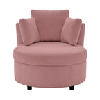 Corduroy Accent Chair, Barrel Chair with Ottoman and Back Cushions for Living Room