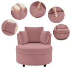 Corduroy Accent Chair, Barrel Chair with Ottoman and Back Cushions for Living Room