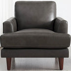 Ivy Living Cassia Top Grain Leather Chair With Feather, Memory Foam and Springs