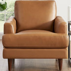 Ivy Living Cassia Top Grain Leather Chair With Feather, Memory Foam and Springs