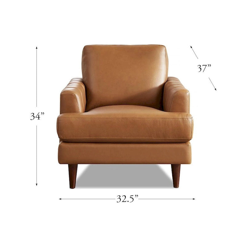 Ivy Living Cassia Top Grain Leather Chair With Feather, Memory Foam and Springs