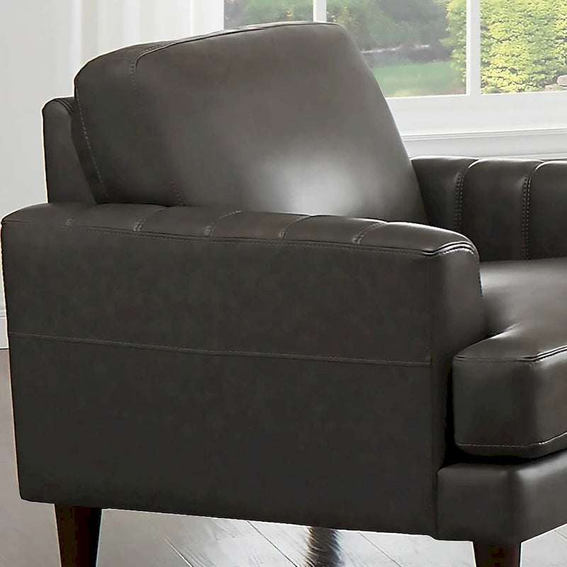 Ivy Living Cassia Top Grain Leather Chair With Feather, Memory Foam and Springs