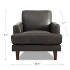 Ivy Living Cassia Top Grain Leather Chair With Feather, Memory Foam and Springs