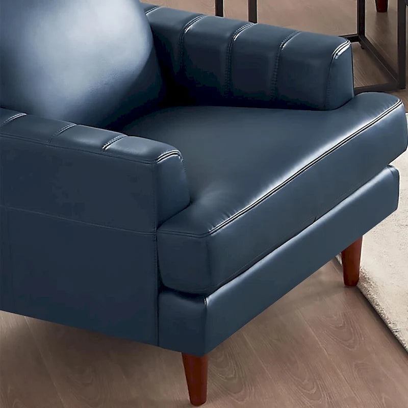 Ivy Living Cassia Top Grain Leather Chair With Feather, Memory Foam and Springs