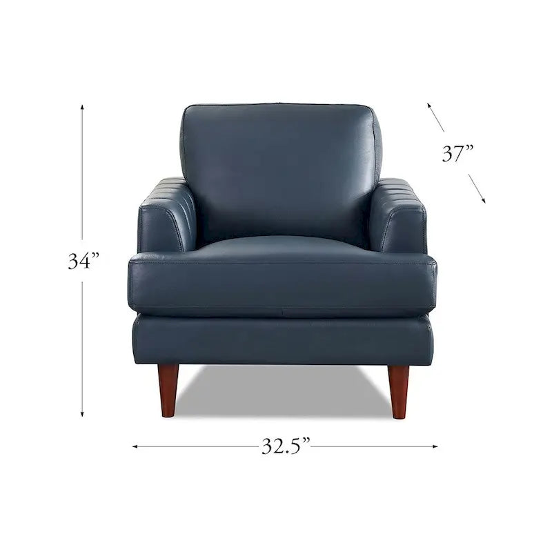 Ivy Living Cassia Top Grain Leather Chair With Feather, Memory Foam and Springs