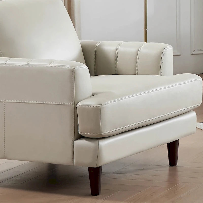 Ivy Living Cassia Top Grain Leather Chair With Feather, Memory Foam and Springs