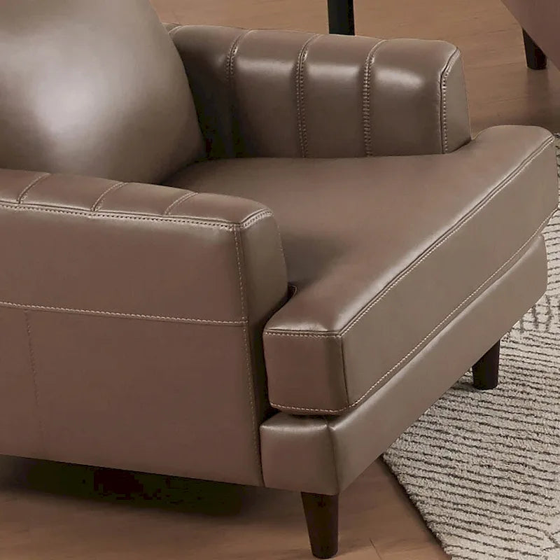 Ivy Living Cassia Top Grain Leather Chair With Feather, Memory Foam and Springs