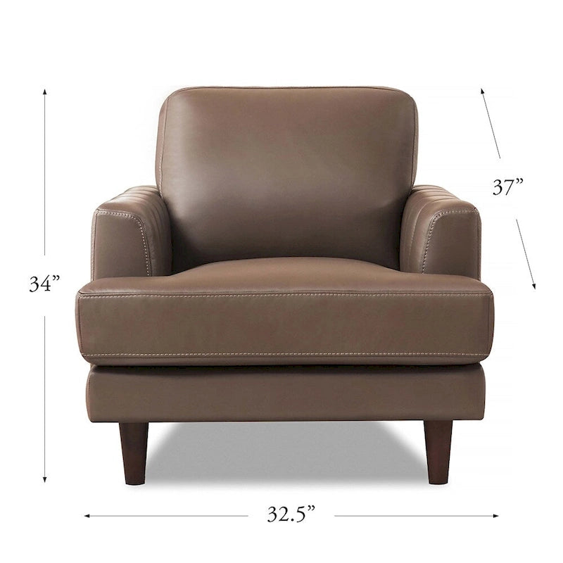 Ivy Living Cassia Top Grain Leather Chair With Feather, Memory Foam and Springs