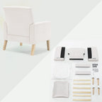 LUE BONA Linen and Walnut Legs Mid Century Modern Button Tufted Accent Chair - 29.53 H X 30 W X 33.07 D