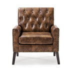LUE BONA Linen and Walnut Legs Mid Century Modern Button Tufted Accent Chair - 29.53 H X 30 W X 33.07 D