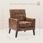 LUE BONA Linen and Walnut Legs Mid Century Modern Button Tufted Accent Chair - 29.53 H X 30 W X 33.07 D
