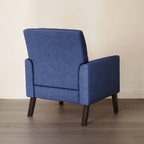 LUE BONA Linen and Walnut Legs Mid Century Modern Button Tufted Accent Chair - 29.53 H X 30 W X 33.07 D