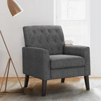 LUE BONA Linen and Walnut Legs Mid Century Modern Button Tufted Accent Chair - 29.53 H X 30 W X 33.07 D