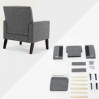 LUE BONA Linen and Walnut Legs Mid Century Modern Button Tufted Accent Chair - 29.53 H X 30 W X 33.07 D