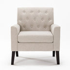 LUE BONA Linen and Walnut Legs Mid Century Modern Button Tufted Accent Chair - 29.53 H X 30 W X 33.07 D