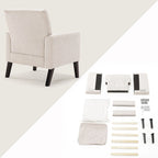 LUE BONA Linen and Walnut Legs Mid Century Modern Button Tufted Accent Chair - 29.53 H X 30 W X 33.07 D