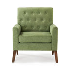 LUE BONA Linen and Walnut Legs Mid Century Modern Button Tufted Accent Chair - 29.53 H X 30 W X 33.07 D