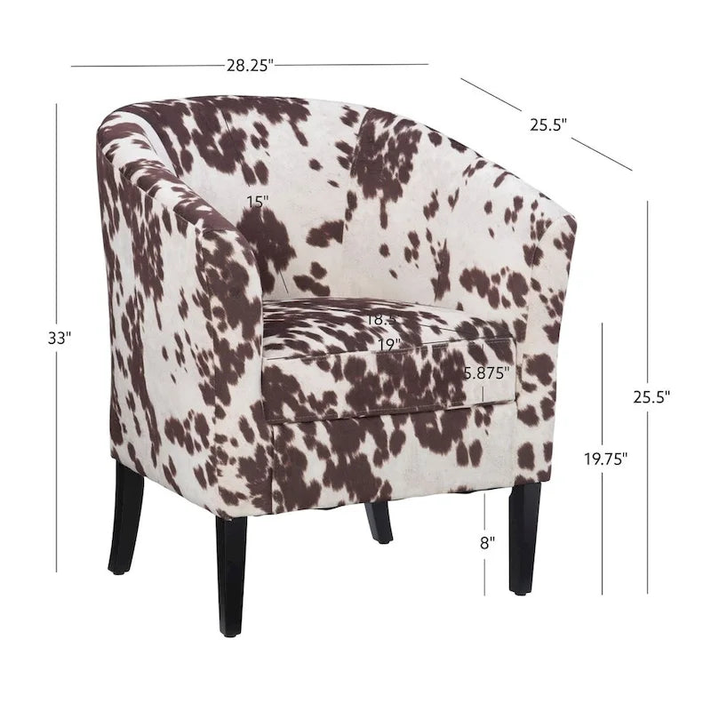 Andrew Barrel Brown and White Cow Print Club Chair