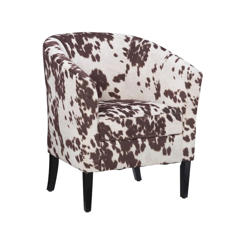 Andrew Barrel Brown and White Cow Print Club Chair
